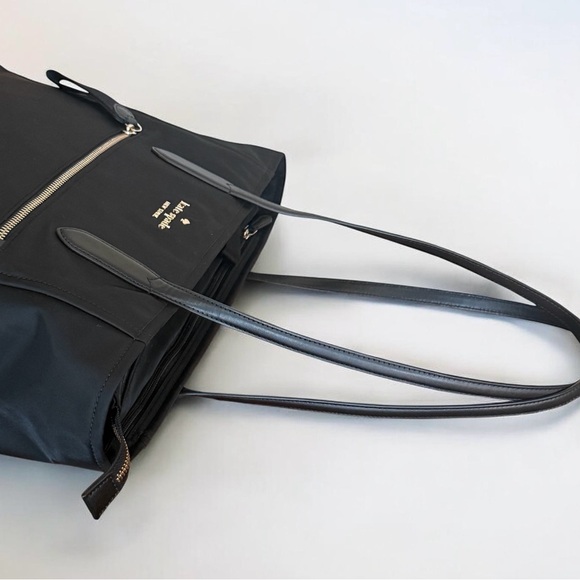 Authentic Kate Spade Black Nylon Tote Bag with Leather Accents - Picture 9 of 12